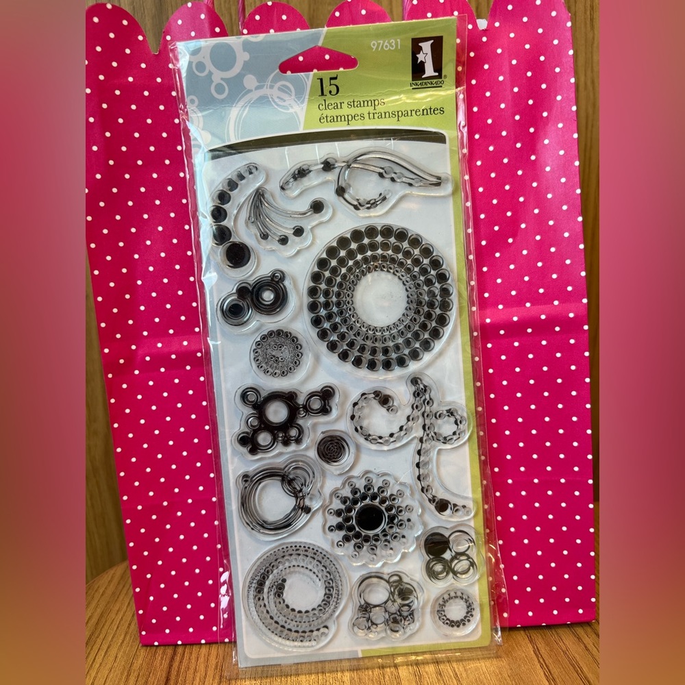 INKADINKADO CIRCLE AND DOTS 97631 Swirl Set 15 Clear Stamps